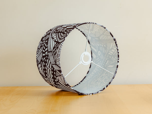 Abstract Monochrome African Print 30cm Drum Lampshade