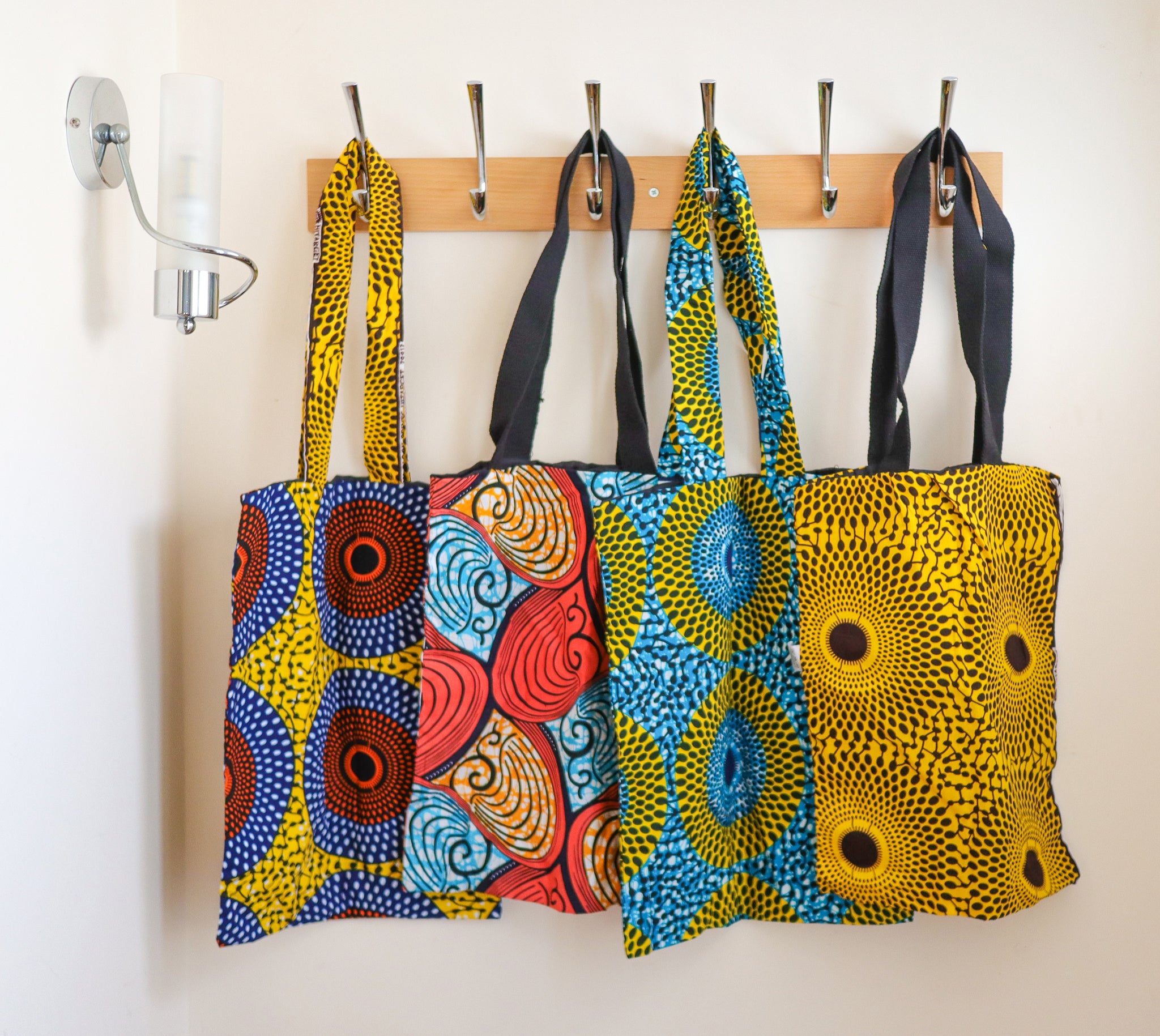 Vibrant African Print Cotton Tote Bags Vibrant African Print Cotton Tote Bags