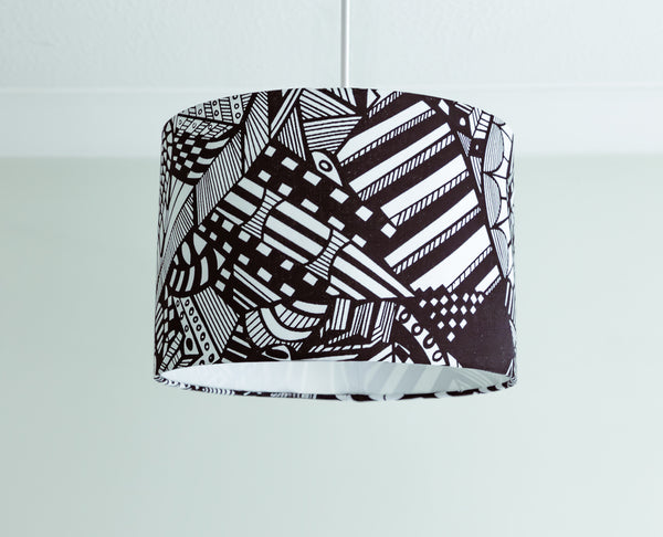 Abstract Monochrome African Print 30cm Drum Lampshade