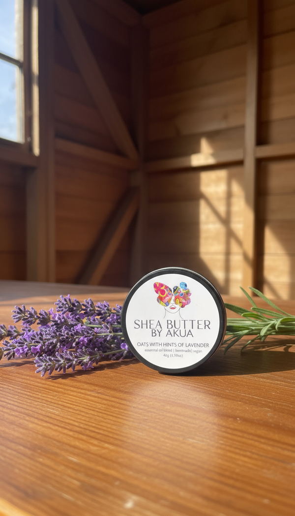 Tin of creamy pure shea with oats and lavender 