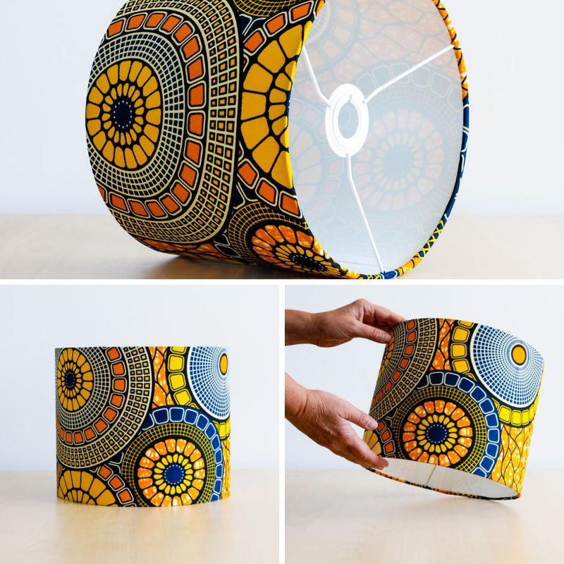 Ollie African Print 25cm Drum Lampshade